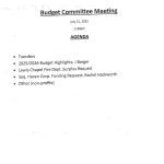Budget Committee Meeting Agenda 07/21/25 Budget Committee Meeting Agenda 07/21/25